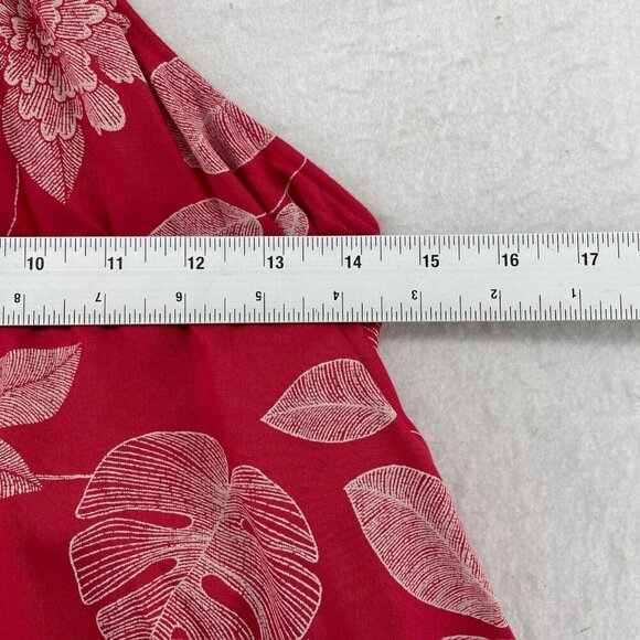 Roxy Tank Top Women's Sz 3 Red Tiered Tropical Print Halter Tie Back Backless - Picture 3 of 11